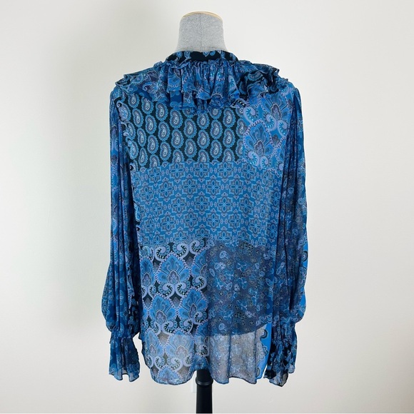 Kobi Halperin Winnie Blue Paisley Ruffle Top - no‎ size - Picture 4 of 7
